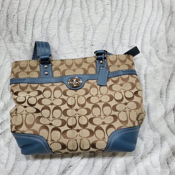 COACH SLATE BLUE HAMPTON TOTE PURSE - Picture 1 of 8